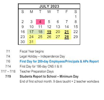 District School Academic Calendar for Feaster-edison Charter for July 2023