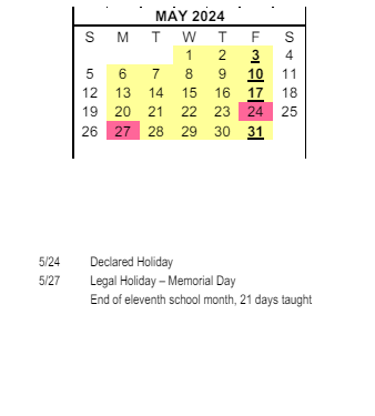 District School Academic Calendar for Juarez-lincoln Elementary Yr for May 2024