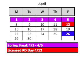 District School Academic Calendar for Numa Elementary School for April 2024