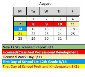 District School Academic Calendar for Numa Elementary School for August 2023