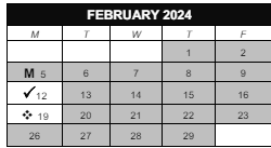 District School Academic Calendar for School For Creat & Perf Arts High School for February 2024