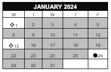 District School Academic Calendar for School For Creat & Perf Arts High School for January 2024