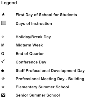 District School Academic Calendar Legend for Virtual High School