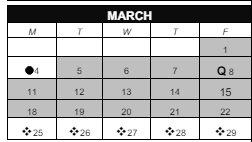 District School Academic Calendar for School For Creat & Perf Arts High School for March 2024