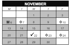 District School Academic Calendar for Withrow University High School for November 2023