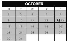 District School Academic Calendar for Virtual High School for October 2023