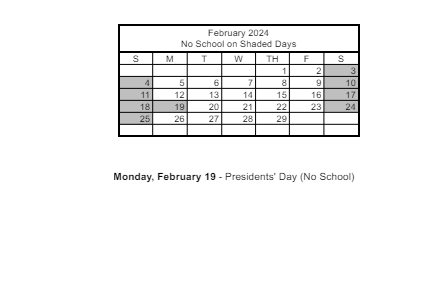 District School Academic Calendar for Wendell P. Williams Elementary School for February 2024