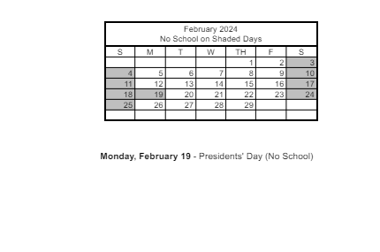 District School Academic Calendar for Francis H. Cortney Junior High School for February 2024