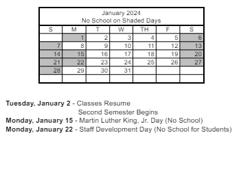 District School Academic Calendar for Rex Bell Elementary School for January 2024