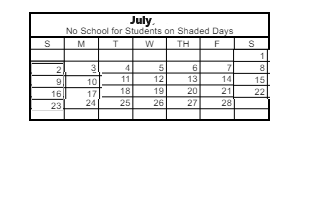 District School Academic Calendar for Will Beckley Elementary School for July 2023