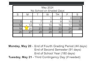 District School Academic Calendar for Rex Bell Elementary School for May 2024