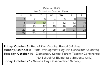 District School Academic Calendar for Will Beckley Elementary School for October 2023