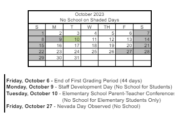 District School Academic Calendar for Edna F. Hinman Elementary School for October 2023