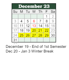District School Academic Calendar for Clark Elementary School for December 2023