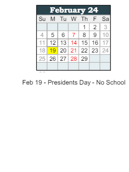District School Academic Calendar for Clark Elementary School for February 2024