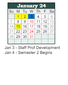 District School Academic Calendar for Clark Elementary School for January 2024
