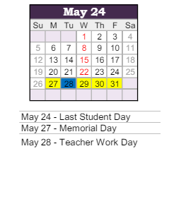 District School Academic Calendar for Clark Elementary School for May 2024