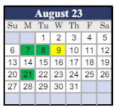 District School Academic Calendar for Clay City Jr-sr High School for August 2023