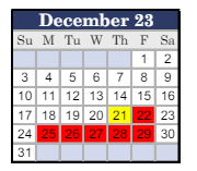 District School Academic Calendar for Clay City Jr-sr High School for December 2023