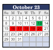 District School Academic Calendar for Clay City Jr-sr High School for October 2023