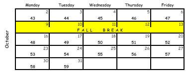 District School Academic Calendar for Worktec for October 2023