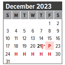 District School Academic Calendar for Art And Pat Goforth Elementary Sch for December 2023