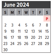 District School Academic Calendar for I W And Eleanor Hyde Elementary for June 2024