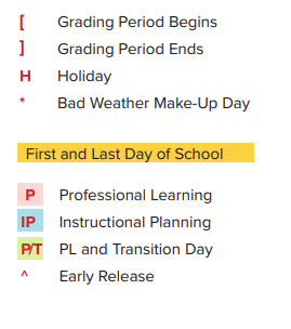 District School Academic Calendar Legend for G H Whitcomb Elementary