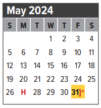 District School Academic Calendar for Galveston Co Jjaep for May 2024