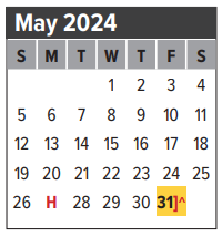 District School Academic Calendar for Walter Hall Elementary for May 2024