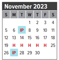 District School Academic Calendar for John F Ward Elementary for November 2023