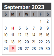 District School Academic Calendar for P H Greene Elementary for September 2023