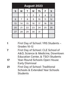 District School Academic Calendar for John F Kennedy High School for August 2023