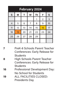 District School Academic Calendar for Mound Elementary School for February 2024