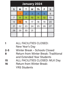 District School Academic Calendar for John Hay Campus High School for January 2024