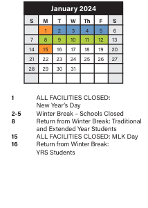 District School Academic Calendar for Jane Addams Business Careers High School for January 2024