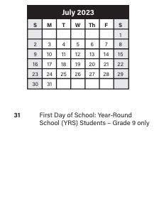 District School Academic Calendar for Glenville High School for July 2023