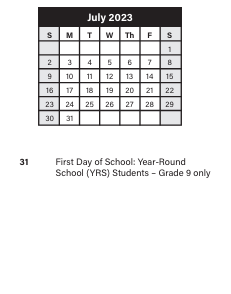 District School Academic Calendar for Mound Elementary School for July 2023