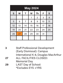 District School Academic Calendar for Collinwood High School for May 2024