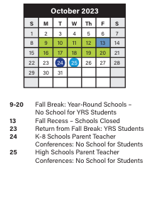 District School Academic Calendar for Clara E Westropp Elementary School for October 2023