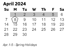 District School Academic Calendar for Smitha Middle School for April 2024