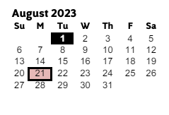 District School Academic Calendar for South Cobb High School for August 2023