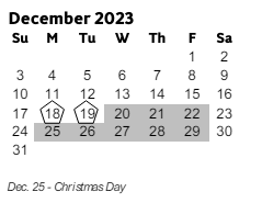 District School Academic Calendar for Addison Elementary School for December 2023