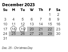 District School Academic Calendar for Kennesaw Elem School for December 2023