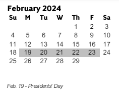 District School Academic Calendar for Mccleskey Middle School for February 2024