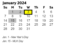 District School Academic Calendar for Kennesaw Elem School for January 2024