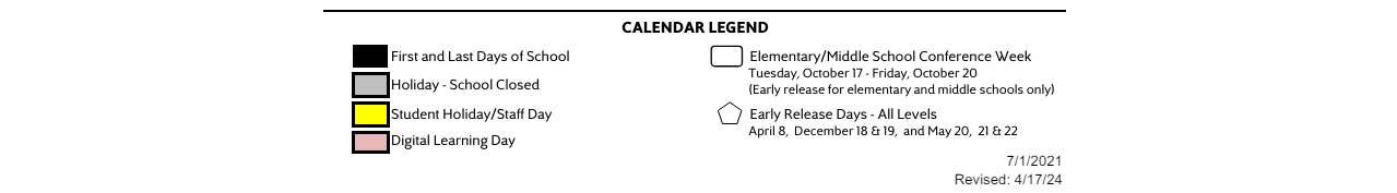 District School Academic Calendar Key for Murray F. Barber  Middle School