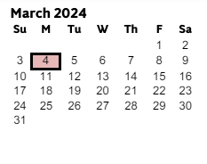 District School Academic Calendar for Blackwell Elementary School for March 2024