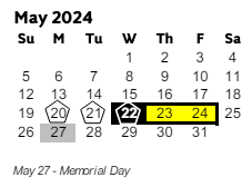 District School Academic Calendar for Harrison High School for May 2024