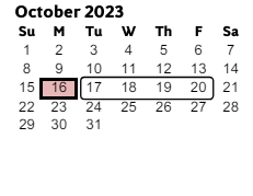 District School Academic Calendar for Clay Elementary School for October 2023